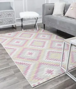 CosmoLiving RA30506 8 ft. 9 in. x 12 ft. Soleil BR30R BubbleGum Tribal Moroccan Gray Area Rug