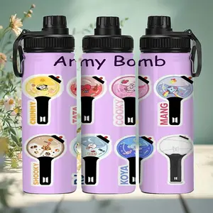 1pc 20oz Bt21 Stainless Steel Vacuum Insulated Cup BT21 x Army Bomb: Light Up the Universe, Ergonomic Handle, Long-Lasting Temperature Control, Ideal for Camping Office Gym