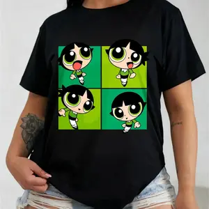 Golf Gift T-Shirt For Men And Women The Powerpuff Girls Buttercup Moves Fitted Crew Neck Short Sleeve Summer Top - Shortsleeve, Womenswear