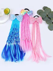Glitter Bow Hair Ties, Cute Hair Ties for Girls, Girly Sweet and Fresh Ponytail Holders for Vacation Parties and Travel, Fashion Hair Accessories