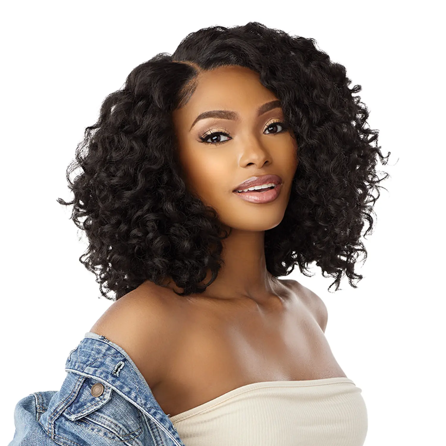 Sensationnel Unisex HD Lace Front Wig - Glueless Y-Part Synthetic Hair, F1B/33 Kinky Curly Kinks N Co Kinky Edges Ringlet Curl, 14"