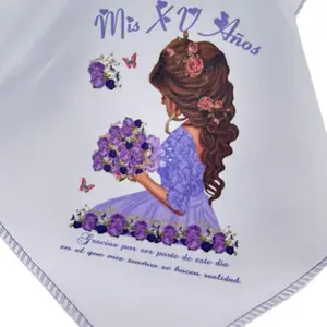 12pcs 10x10in Polyester Quinceanera Multipack Napkins - Custom, Decorative, Printed Tableware with Message for Quinceanera Celebrations, Custom Napkins