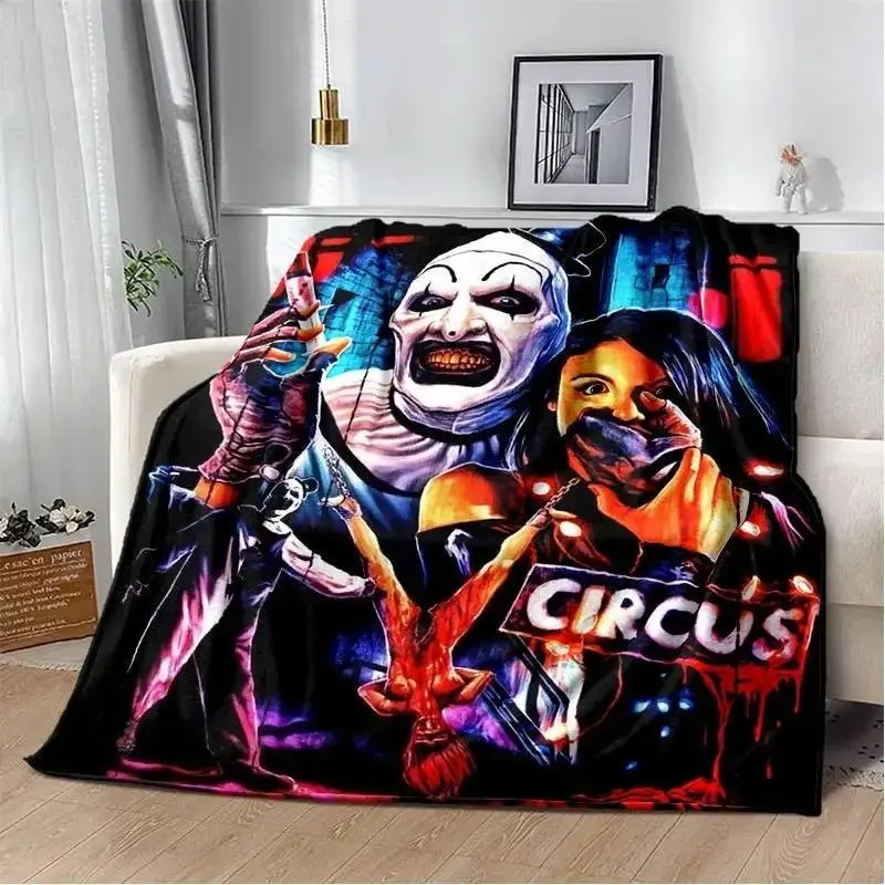 Terrifier Horror Movie Flannel Blanket - 80x60 Inches (80in*60in), Wrinkle Resistant, Stain Resistant, Wash Free Soft Warm Throw for Children, Birthday Gift, 80 X 60 Inches