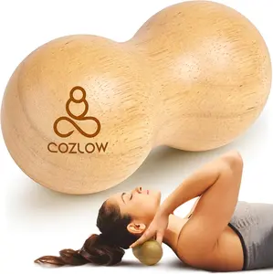 COZLOW Peanut Ball Roller – Handheld Wooden Rolling Tool with Dual Balls for Neck, Back, Spine & Feet