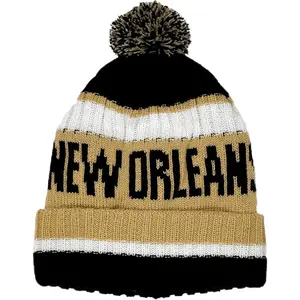 New Orleans Beanie Knit Hat with Pom Winter Cuffed Cap Sport Fans Gift Beaniebonnets Bodybuilding Fitness