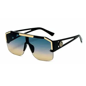 Luxury designer sunglasses for men and women, square flat-top oversized frame with UV protection (400).