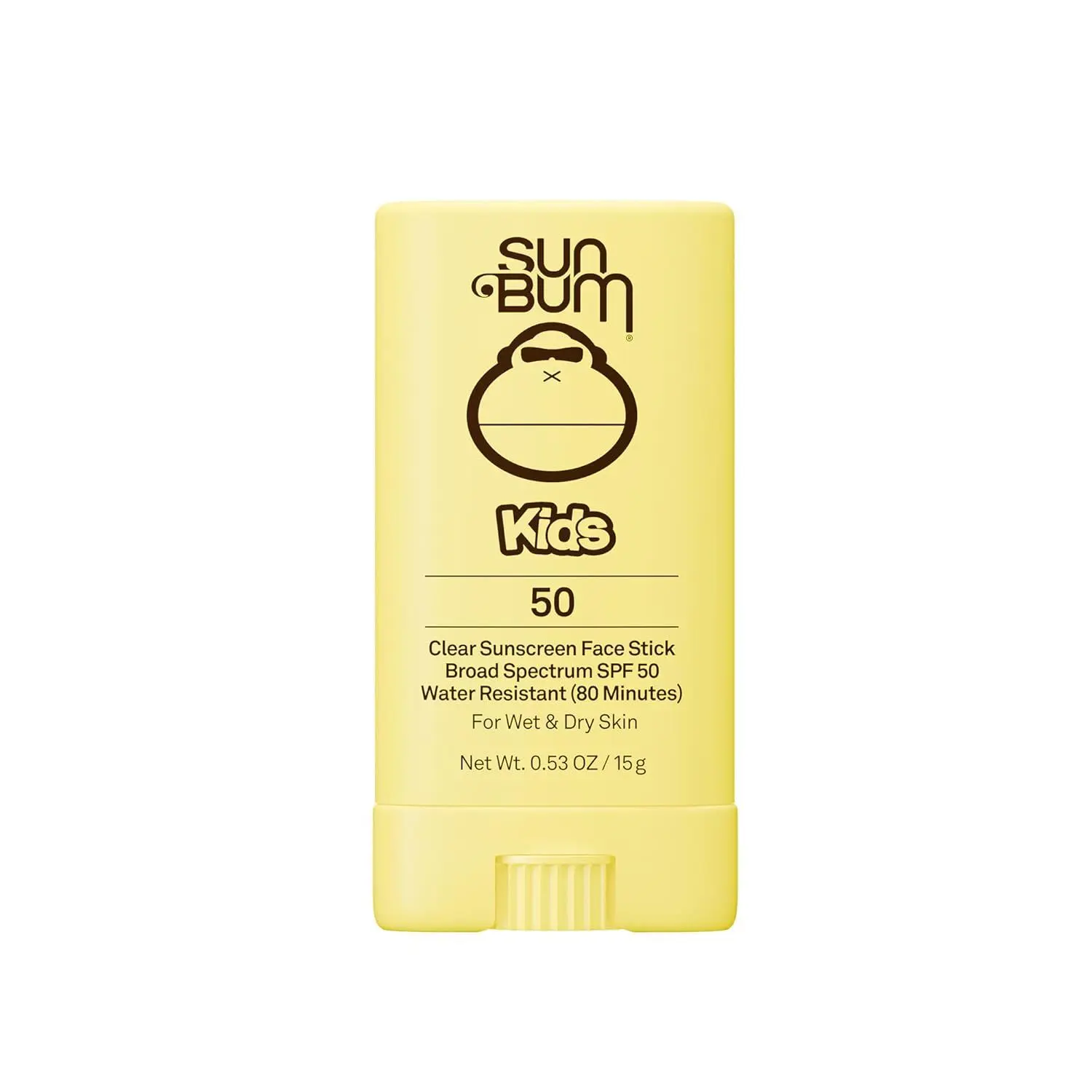 Sun Bum Kids SPF 50 Clear Face Stick Sunscreen - Travel Size, 0.53 oz | Wet or Dry Skin Application, Broad Spectrum with Vitamin E, Hawaii Act 104 Compliant (Without Octinoxate & Oxybenzone)