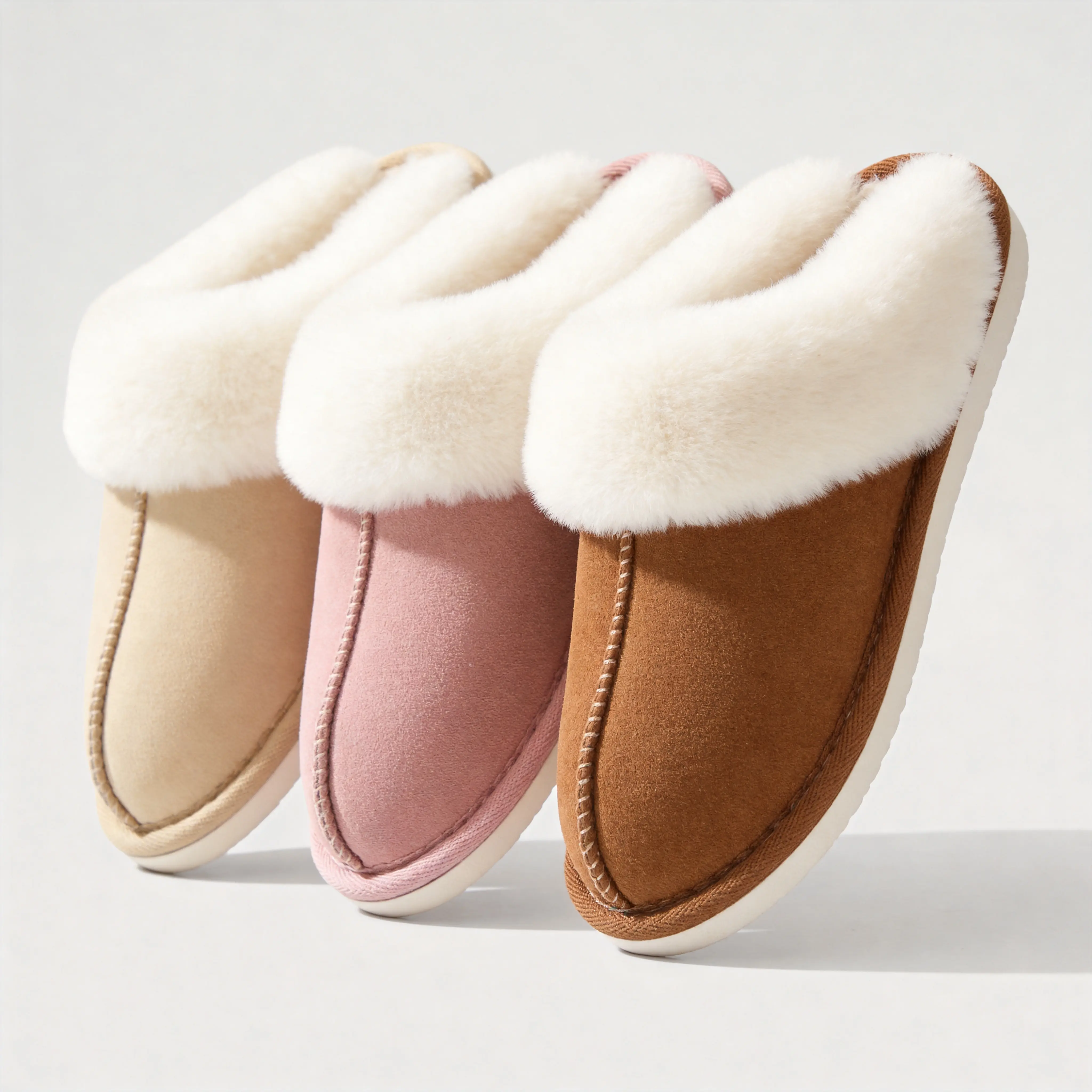 Cozy Bedroom Slippers for Women and Men, Round Toe Fleece Slip On Indoor Shoes with Memory Foam and Thick EVA Sole, Fabric, Ankle, Plain, Plush Fleece, Casual, Made For Cozy Home Mornings, Chic, Indoors, Soft, Fabric Upper