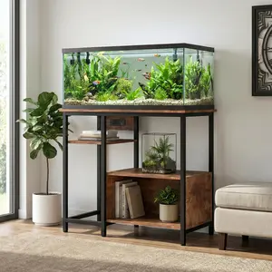GAOMON 40-50 Gallon Fish Tank Stand with Power Outlets, Heavy Duty Metal and Wood Aquarium Stand with 4-Tier Open Storage Shelves and Sturdy Legs