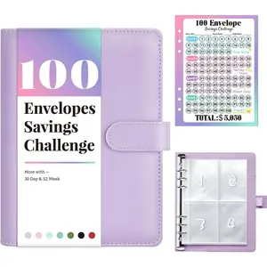 100 Envelopes Money Saving Challenge, Savings Book with Envelopes & Challenge Tracker, Motivational Way to Save $5050, Pre-Numbered 100 Pocket Money Saving Binder, Ideal Birthday Gifts