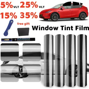 Window Tint Film for Car 20"x10ft  (5%/15%/25%/ 35%VLT) Protect Privacy Blocks UV Reduce Heat Film Roll for Car Front Rear Window Windshield Sun Strip
