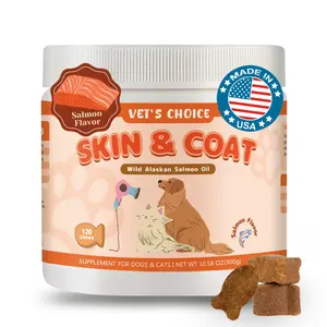 Vet’s Choice Skin & Coat Support for Dogs & Cats | 120 Soft Chews | Alaskan Salmon Oil with Omega-3 EPA+DHA | Itch Relief, Allergy and Immune Support Supplements