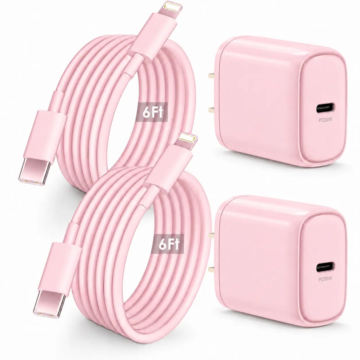 SANPRIO 2Pack 20W PD USB Charger Blocks - Fast Charging Mobile Phone Accessories with 6ft USB-C to Lightning Cables for iPhone 14/13/12/11 & More