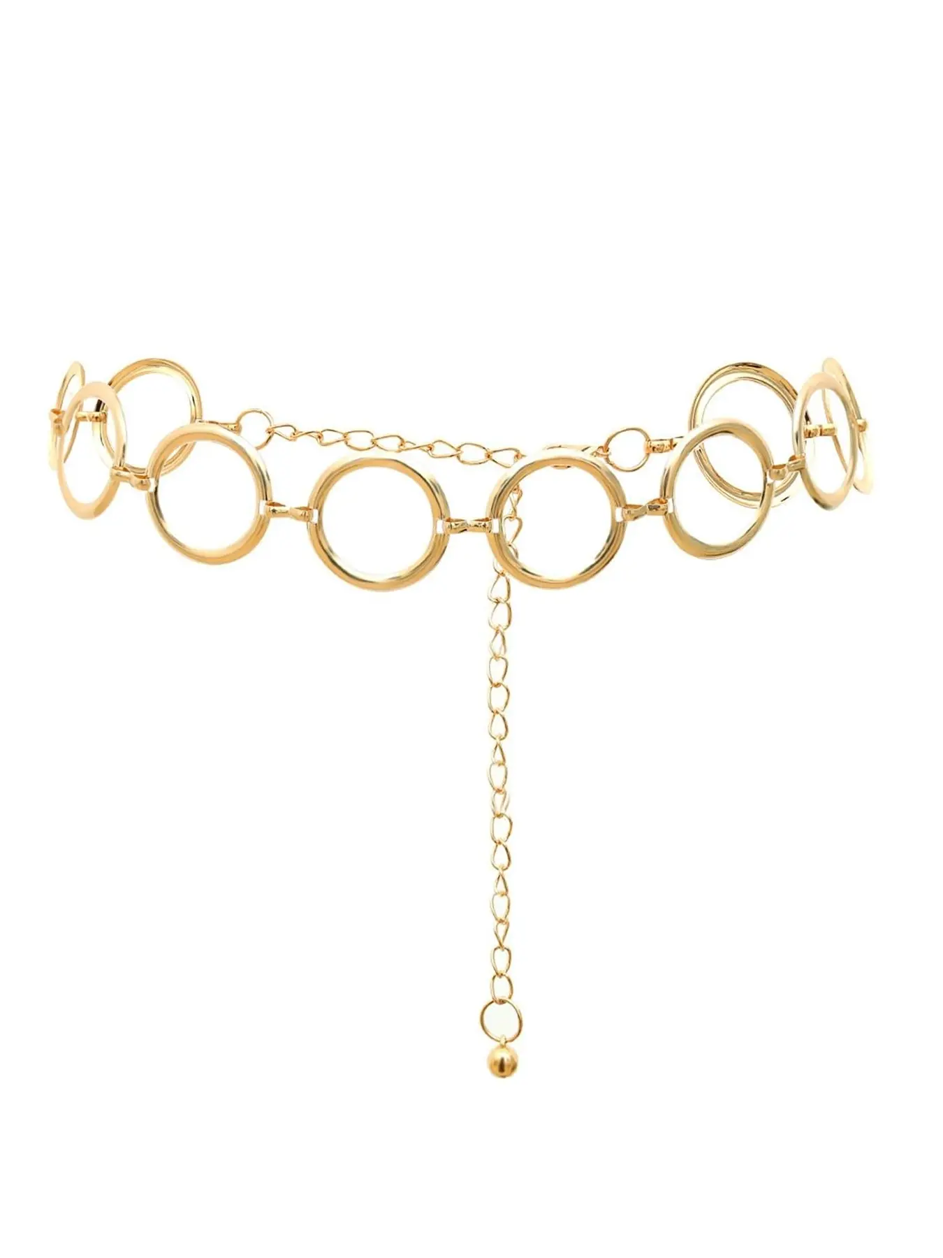 Waist Chain Circle, Gold Chain Belt Dangle Big Circles All Seasons Wear 109Cm Alloy Waist Chain Women Chic Body Jewelry Accessory Adjustable Waist Chain