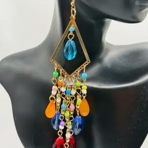 Bohemian Multi Color Beaded Drop Earrings