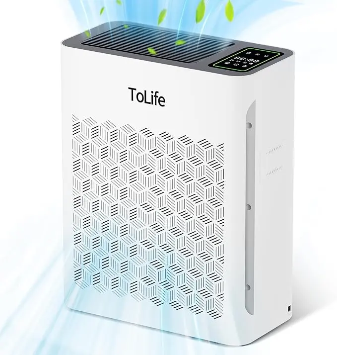 K2 Air Purifier for Large Rooms, PM2.5 Display, Air Quality Sensor, Auto Mode, Timer, Removes Smoke, Pollen, Pet Dander, Wildfire Smoke Smart Filter True Hepa Filter#summerwins