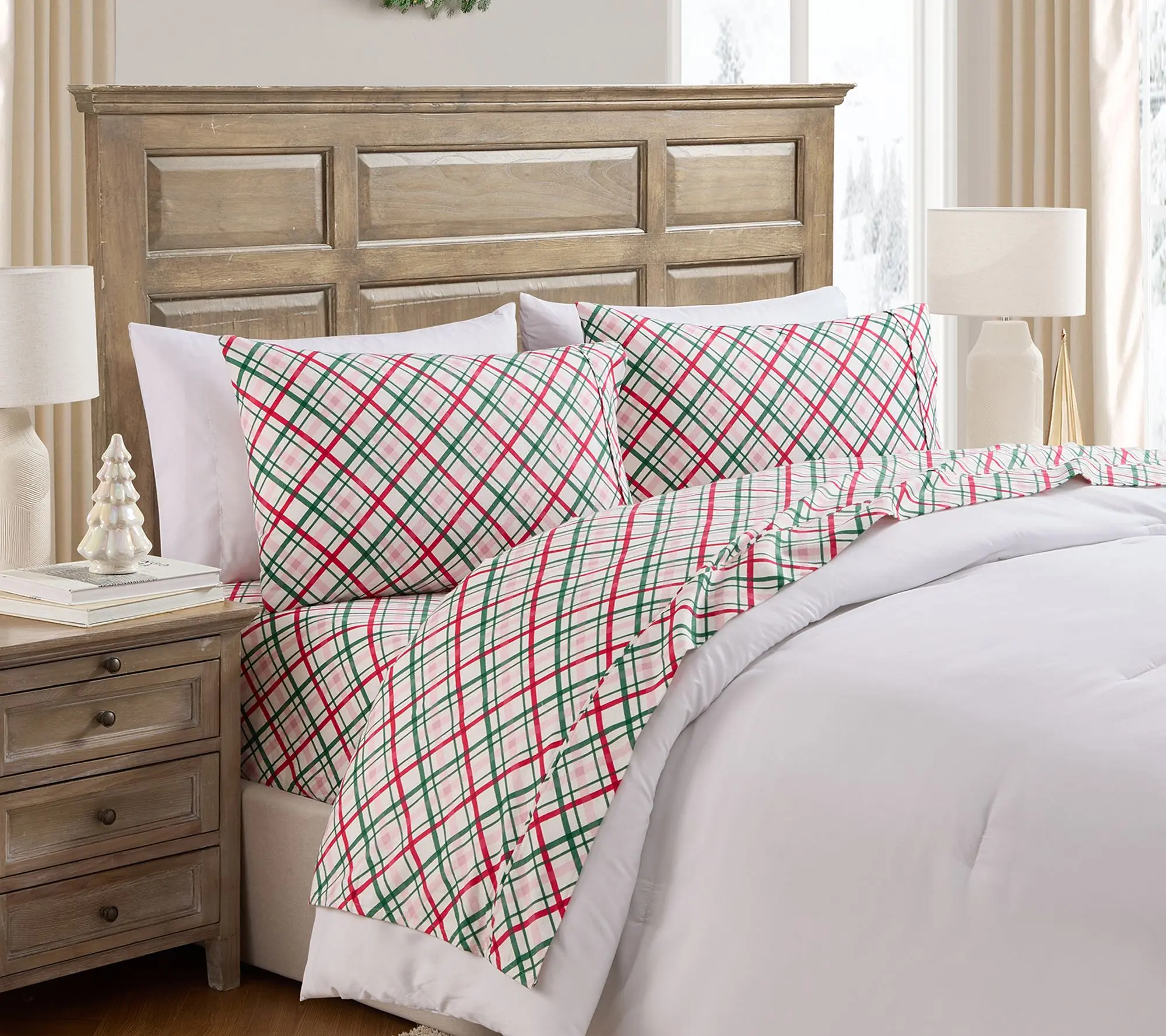 Hallmark Joy to the World Plaid Cotton Sheet Set, Full