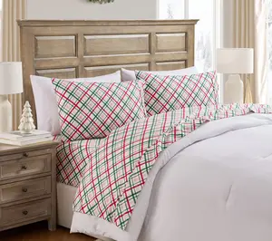 Hallmark Joy to the World Plaid Cotton Sheet Set, Full