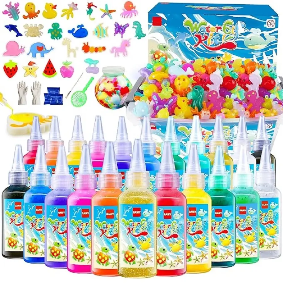 Magic Water Elf Toy Kit for Kids with 20 Gels and 10 Molds, Aqua Fairy,Fun DIY Craft Kit, Squishy Maker, Magic Water Art Kit Favors, Kids Christmas Gifts Crafts Ages 4-8