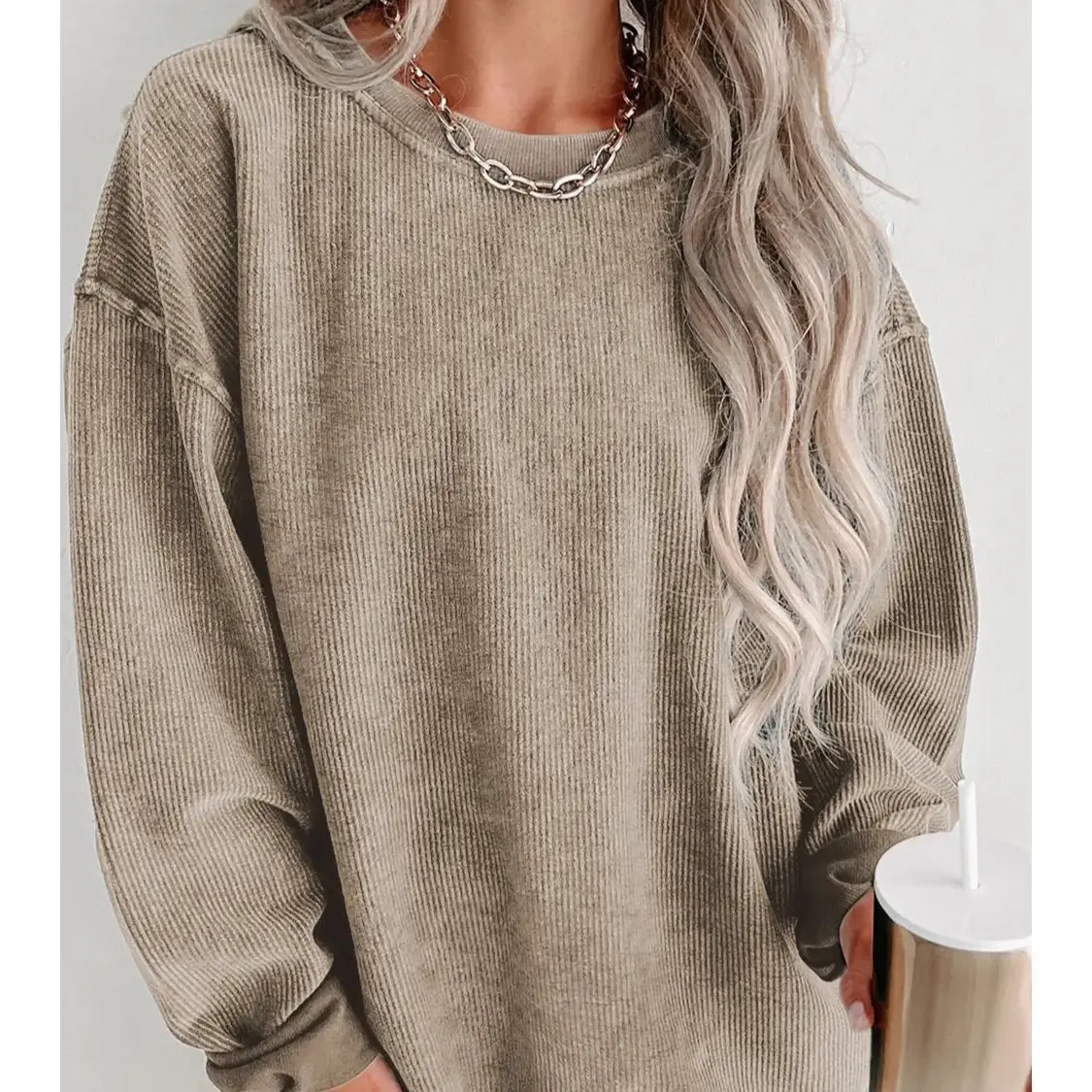 Ribbed knit sweatshirt