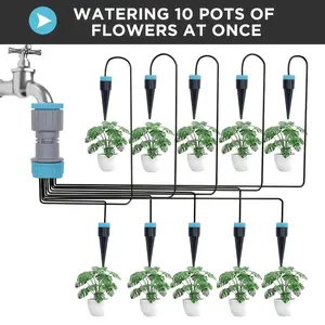 Automatic Micro Drip Irrigation Kit with 10 Nozzles, Automatic Watering Devices, Durable Adjustable DIY Garden System for Flowers & Potted Plants, Easy to Install Efficient Watering Solution (summerwins),summerwins