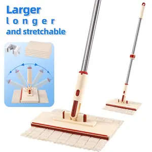 2026 Upgraded Snap Grip Mop Extendable – Contactless Flat Mop for Wet and Dry Cleaning Includes 1 Mop and 6 Microfiber Cloths Locking Head for Floors Walls Corners & Tight Gaps