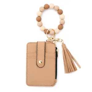 Boho Style Beaded & Tassel Decor Keychain, Fashionable Silicone Beaded Keychain for Women & Girls, Trendy All-match Keychain for Birthday Gift,UU