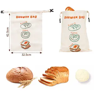 2-Pack Cotton Beeswax Bread Bags with Snap Closure – Reusable Sourdough & Homemade Bread Storage Bags, Extra Large Dough Keeper