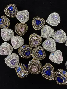 244 6PCS Vintage Heart Rhinestone Beads Set | Mixed Color DIY Charms for Jewelry & Pens