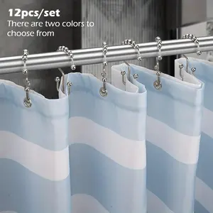12pcs Metal Shower Curtain Hook - Double Sliding Design for Easy Installation and Safe Hanging - Perfect Bathroom Shower Rods & Curtains - Bathroom Accessories