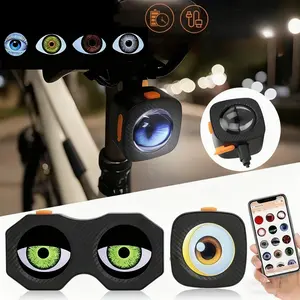 Bicycle eye taillights programmable LED Smart cat eye motorcycle decorative taillights Halloween LED dynamic devil's eye lights Rear Bike Light
