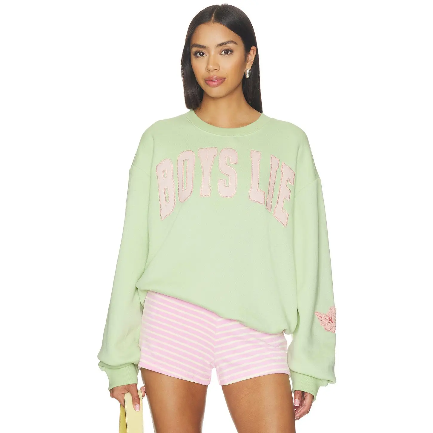 Boys Lie Razzle Dazzle V4 Kara Crewneck Sweatshirt in Light Green