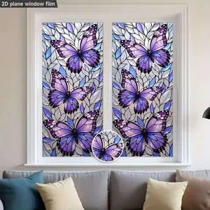 1pc Butterfly Design PVC Static Cling Window Film, Decorative Decal, 45x100 Cm, Removable & Reusable, Privacy Protection, Easy Installation, Home Decor