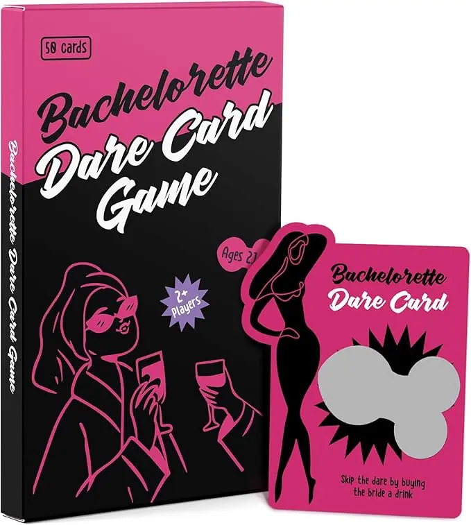 Adult Scratch Off Drinking Game Cards, 50 Funny Party Challenges with Reusable Stickers, Icebreaker Game for Bachelorette Party, Girls Night, Bachelor Party & Birthday Celebrations
