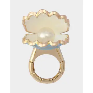 Betsey Johnson CLAM SHELL STRETCH RING BLUE