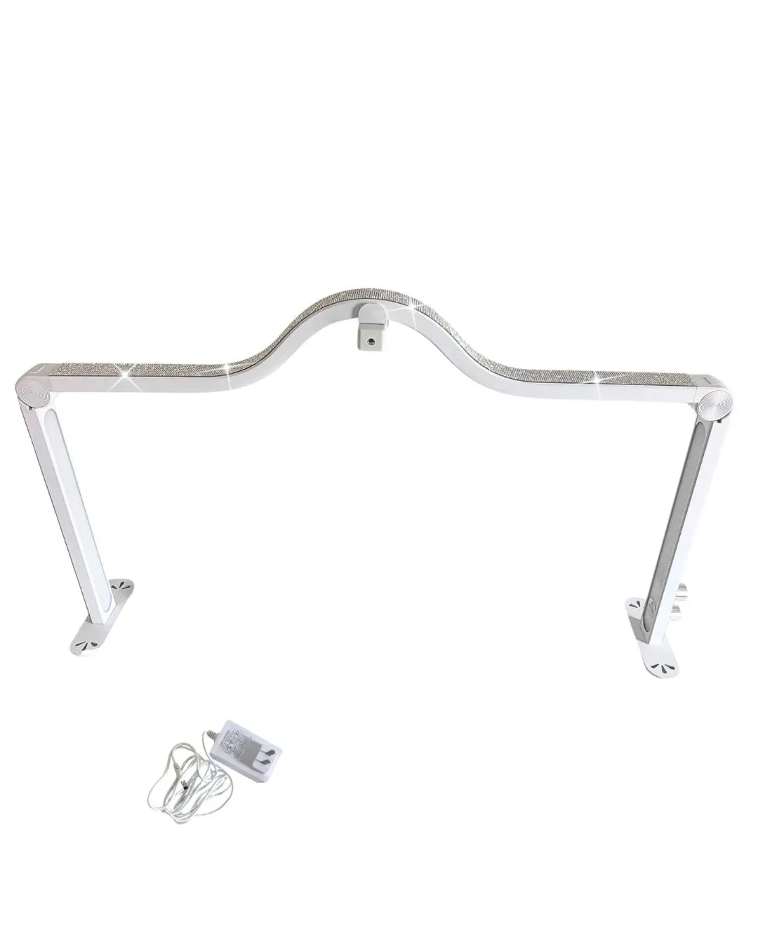 Half Moon Nail Tech Lamp 33 Inch Foldable LED Light with Phone Holder 2700-6500K Adjustable Brightness for Manicure Eyelash Extensions Tattoos Crafts