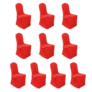 10 Pack Polyester Chair Cover for Banquet Chairs Red - Stain-Resistant Reusable Slip-On Slipcover