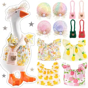 4set Cute 7-Inch Desktop Goose Outfits — Mini Clothing & Accessory Sets Designed for Magnetic Desktop Goose Figurines — Adorable Decorative Combinations Including Hats, Skirts, and Bags (Patterned Styles)