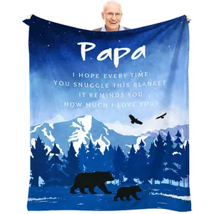 Papa Gifts from Grandchildren, Papa Christmas Birthday Gifts, Fleece Blankets 60 x 50 Inch