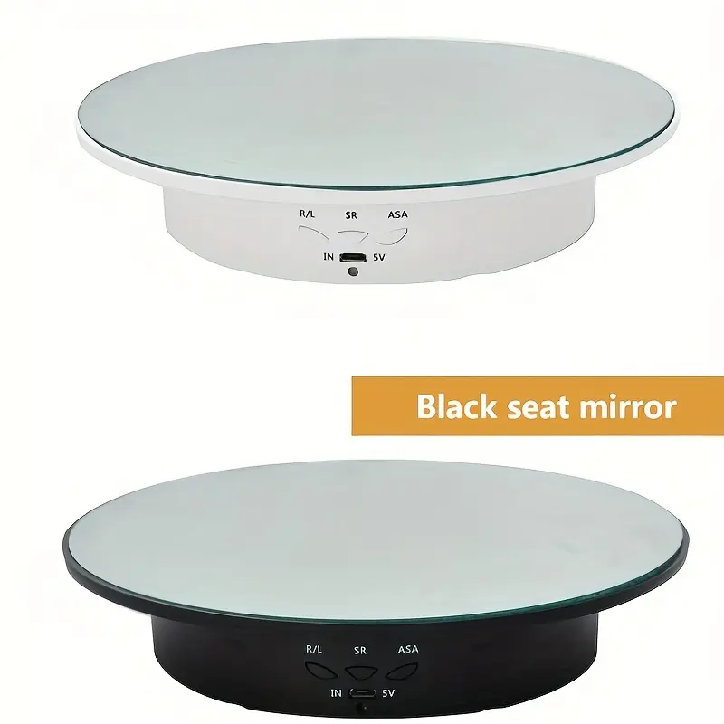 7.9in White 360° Rotating Display Storage Box - Rotating Design Storage Box, Low Noise, Adjustable Smooth Rotation, Non-Slip Stand, 17LBS Load, Included Mirror, 5V USB Powered Home Organizer (for Photographic Products), 360° Rotating Display Storage Boxes
