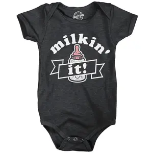 Milkin It Baby Bodysuit Funny Sarcastic Breast Feeding Graphic Novelty Jumper for Infants Funny Baby Onesies Funny Sarcastic Onesie Novelty Onesie Black -