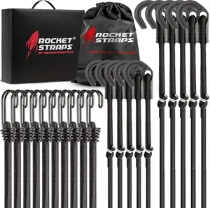 "SNAG IT FAST" Ultimate Adjustable Outdoor Bungee Cord Assortment - Heavy Duty Set of 20 Bungee Cords (36") Double-J Hooks - Elastic Straps for Camping, Securing, and DIY Multipurpose
