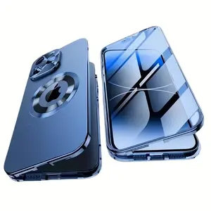 Magnetic Privacy Protection Case Suitable for Iphone 16/15/14/13/12 Pro Max Plus Series, Anti-Peep Screen Two-In-One Phone Case, High-Tech Full Metal Frame Protective Case.