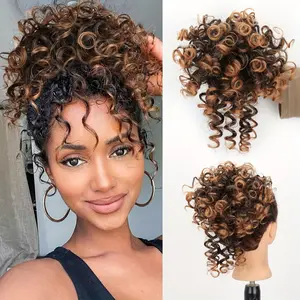 Chic 12-Inch Water Wave Short Hair Bun - Synthetic, Heat Resistant for Daily Wear & Parties