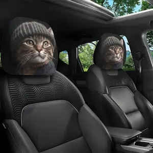 2 pieces, cat-print car headrest covers, Automotive interior decoration, universal personalized and fashionable seat protection covers, easy to install and clean, suitable for long-distance driving trips, seat cover protection, Car Seat Protectors
