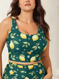 Women's Plus Sized Tankini Swimwear - Tummy Control Scoop Neck Tankini Top with Removable Pads, M-6X 2026 Resort Look for Sports & Outdoor Use, Women's Swimsuits, Plus Sized Bathing Suits,summerwins