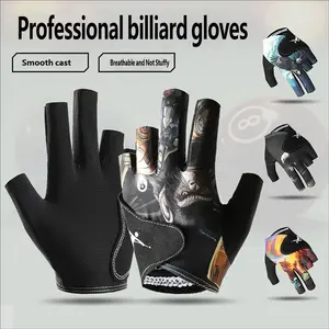 Lightweight Breathable Ice Silk Sweat-Wicking Half-Finger Snooker Gloves, Anti-Slip Single Pair Professional Pool Table Gloves