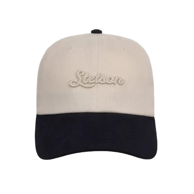 Stetson Men's Tonal Script Embroidered Logo Cream & Navy Dad Cap 11-077-0102-0106-BU