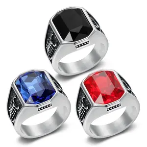 Male Retro Domineering Punk-Style Stainless Steel Square Stacking Ring Set, Scorpion Totem Design, Party-Wear Statement Multi-Ring Costume Jewelry Accessories