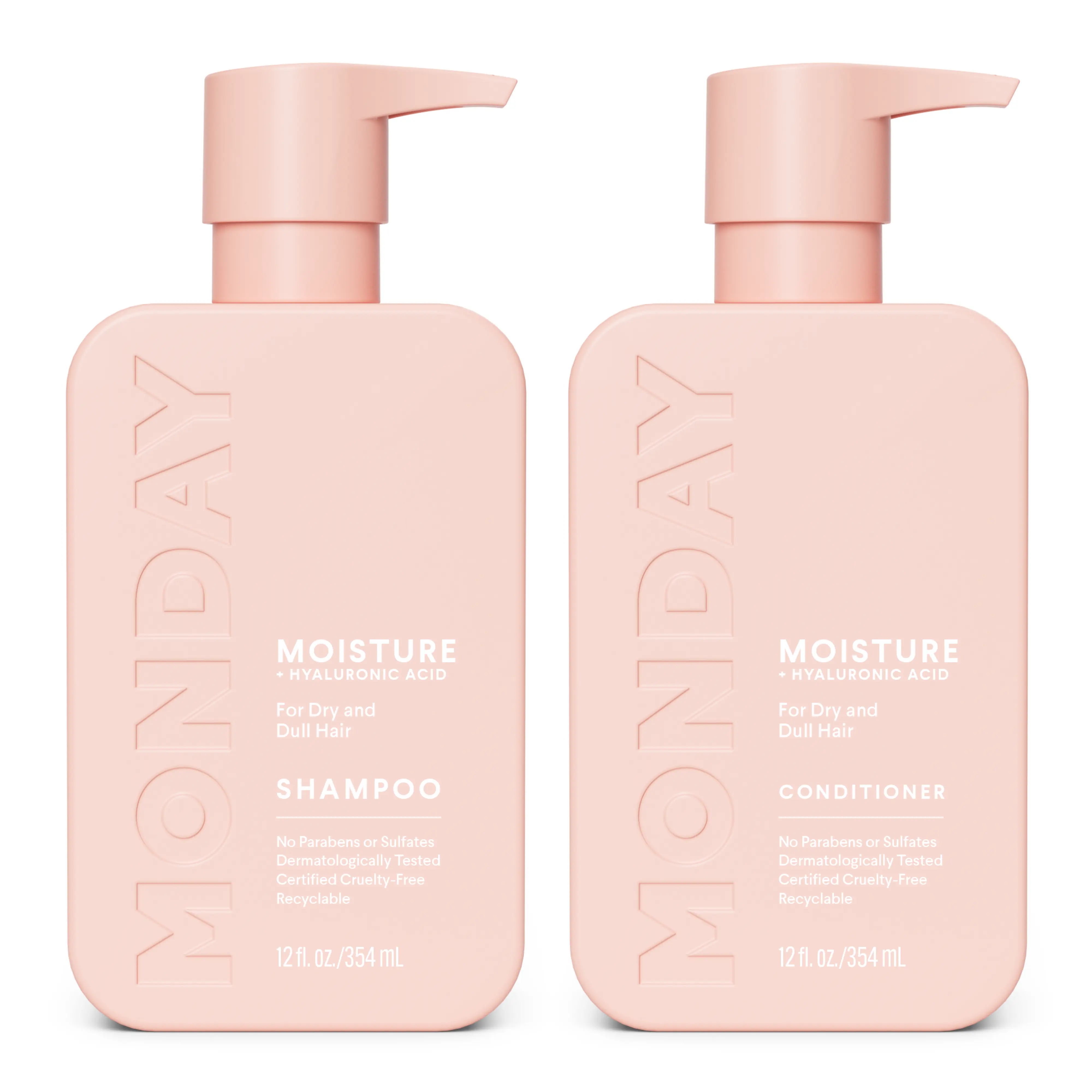 MONDAY HAIRCARE Moisture Shampoo + Conditioner Set (2 pack) 12 fl Oz each Hydrating & Moisturizing for Dry, Coarse, Coily & Curly Hair, Coconut Oil, Shea Butter, & Vitamin E  Hydrate Moisturizer
